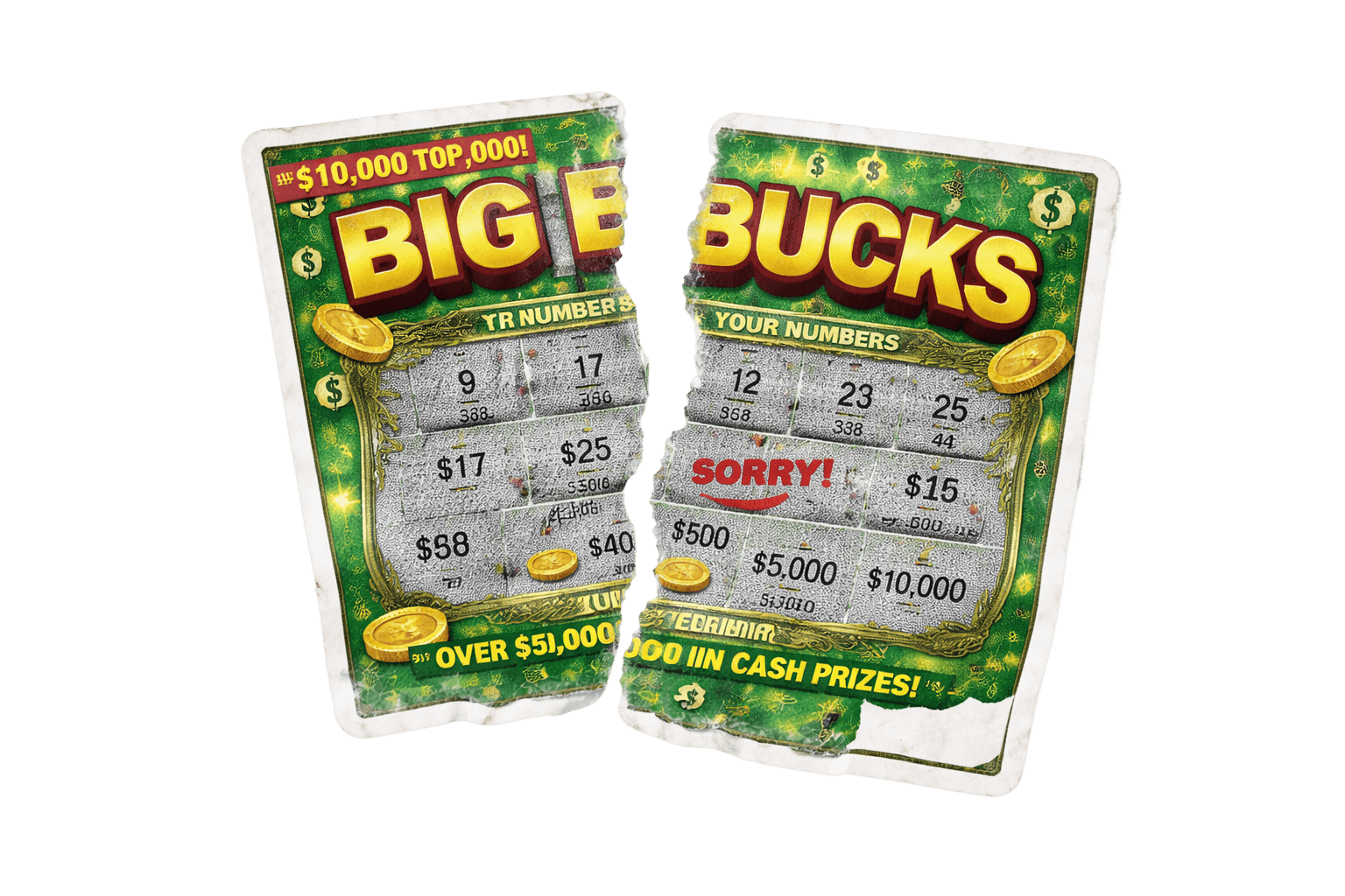 Two “Big Bucks” scratch cards